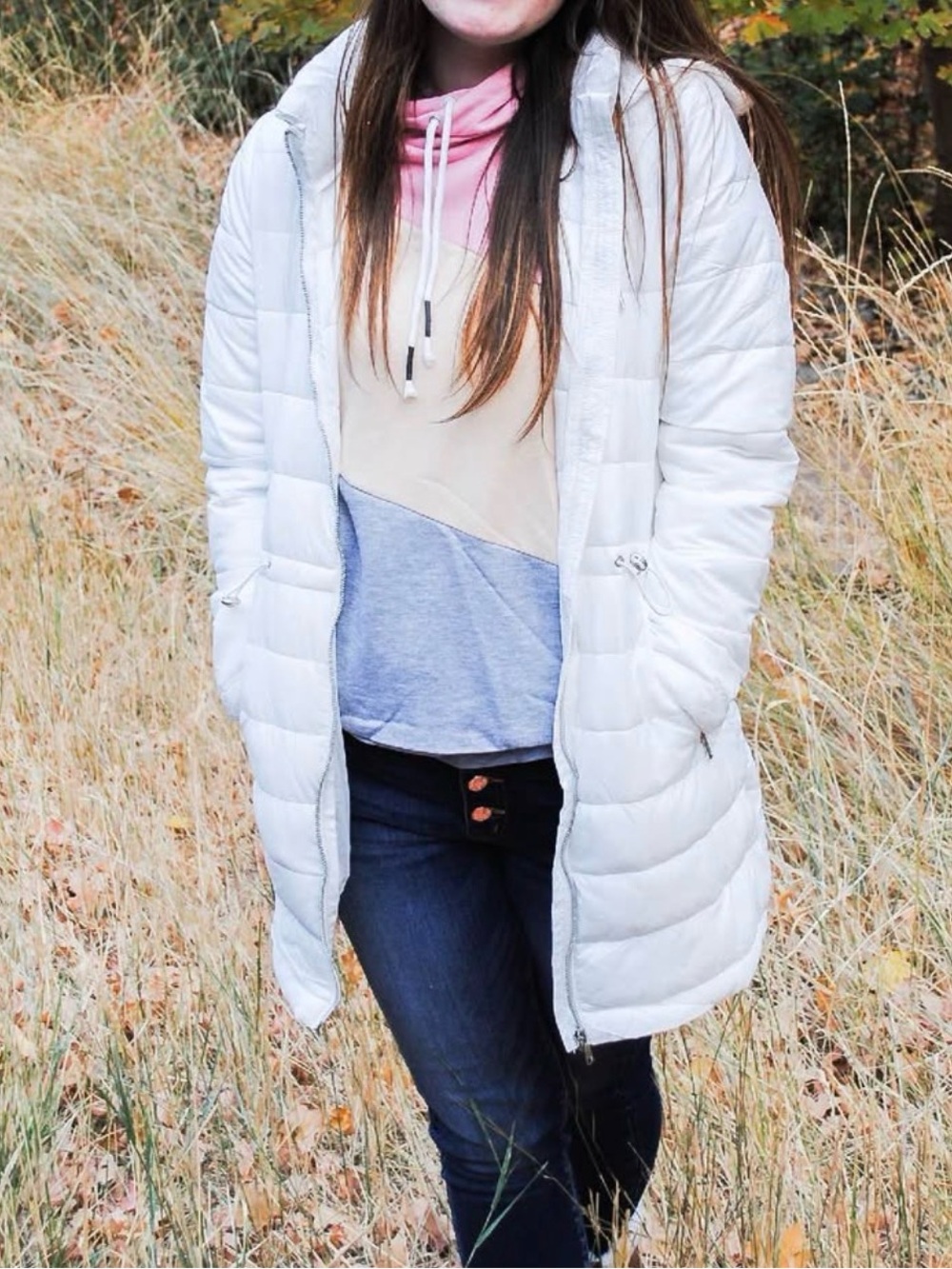 Women’s White Quilted Long Puffer Coat